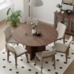 Picture of Roud Wood Dining Table Pestal Kitchen Table with Cross Legs